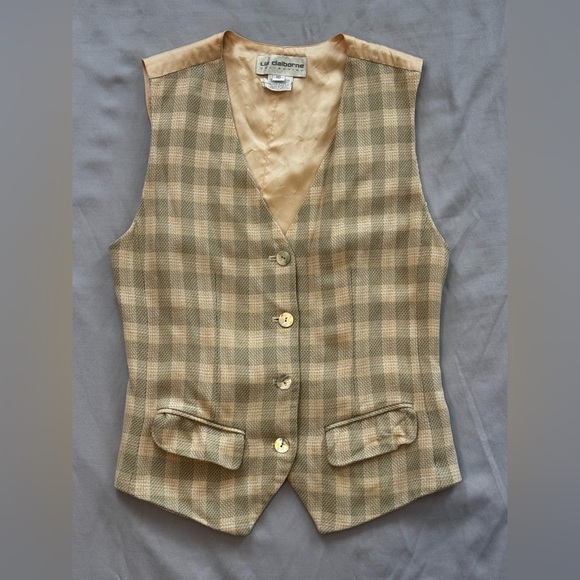 Liz Claiborne Jackets & Blazers - Vintage Liz Claiborne Plaid Tailored Vest | Size 10
